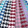 Hot Selling Houndstooth Pink Tweed Fabric Winter Tecida poliéster para sobretudo de inverno